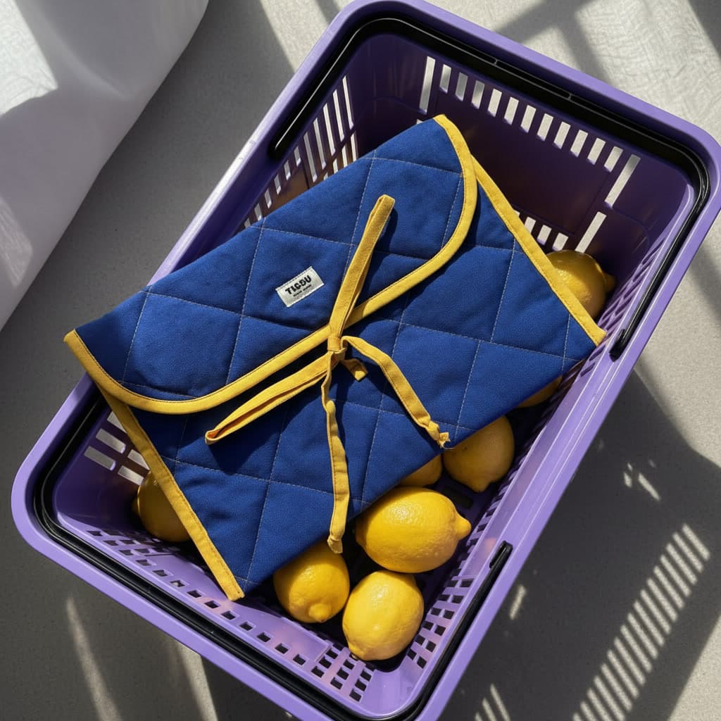 Cobalt blue reversible pouch