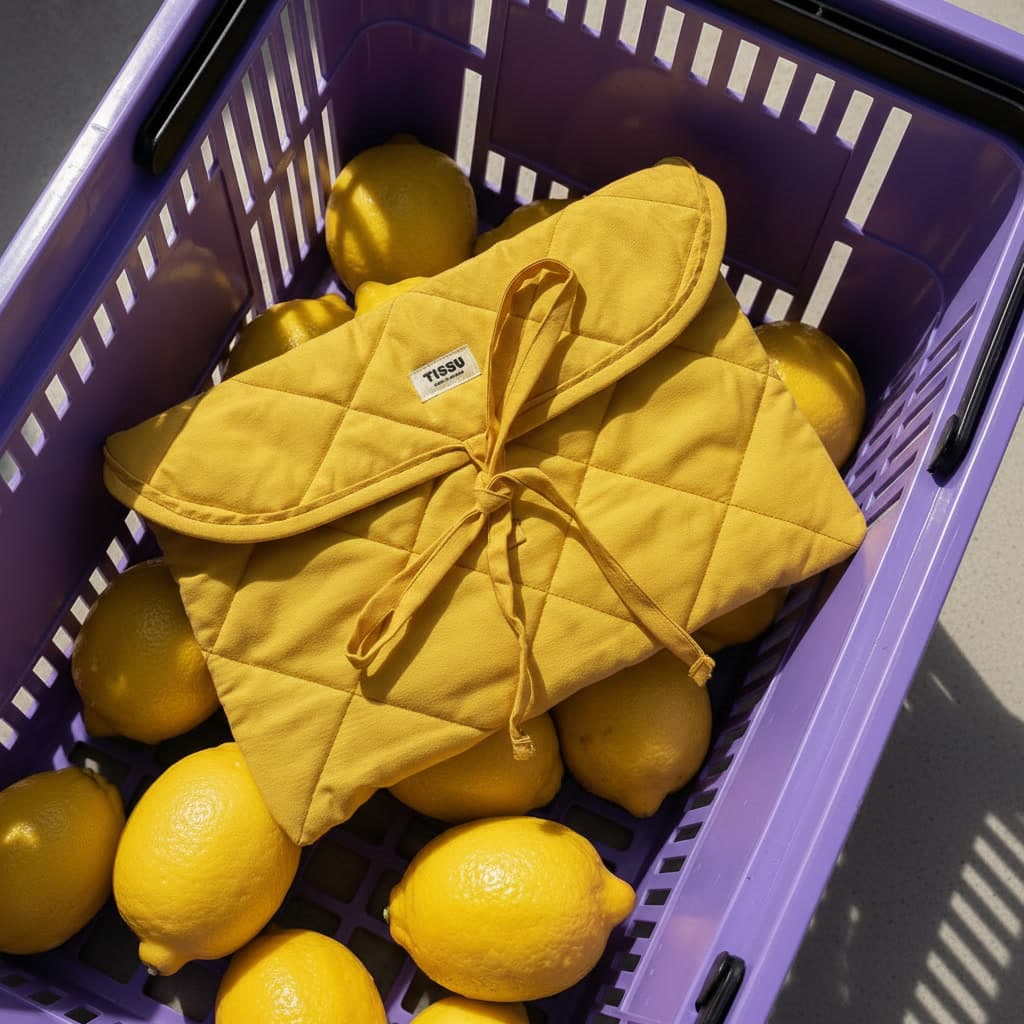 Mustard yellow reversible pouch